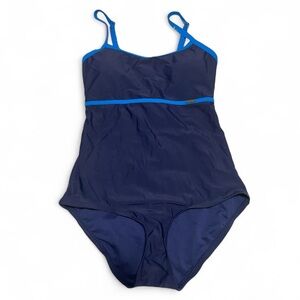 Jones New York Navy One Piece Swimsuit with Blue Accents Size Large 10